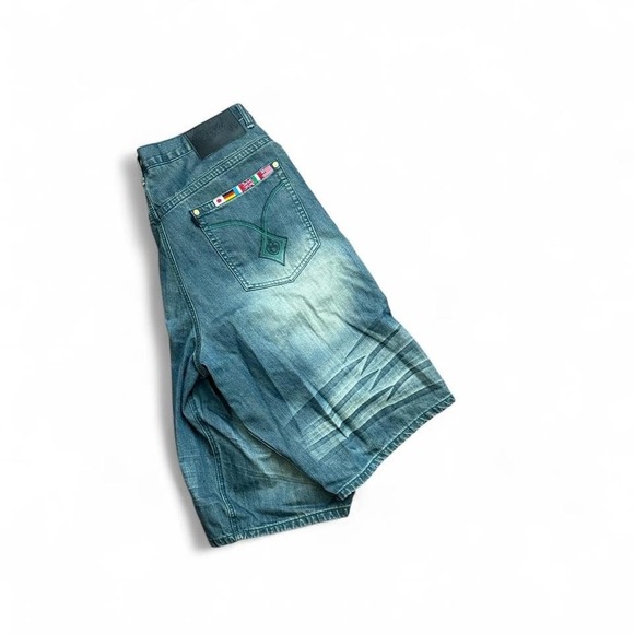 Eight 732 - Denim Shorts - TyMen's 42- Blue - Embroidered Y2K Streetwear - Picture 4 of 5